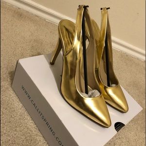 Gold sling back heels